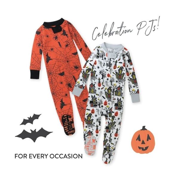 Lot of two Halloween Honest Organic Cotton Footed Pajamas - Picture 15 of 15